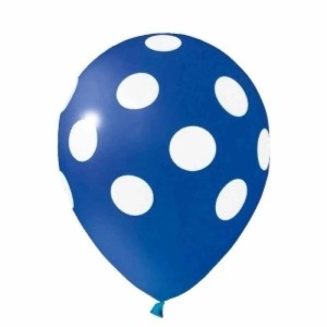 BALAO LISO REDONDO10  COM 25 UNIDADES AZUL ESCURO COM BOLINHA BRANCA RIBERBALL