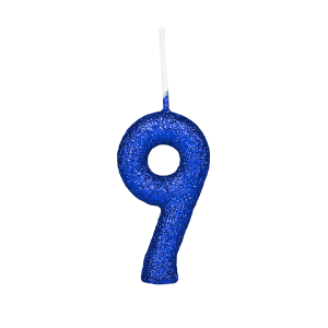 VELA CINTILANTE GLITTER AZUL NUMERO 9 REGINA