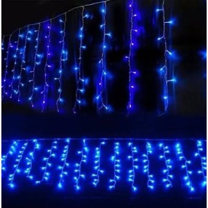 CASCATA 120 LED 2.8M FIXA MACHO E FÊMEA 110V AZUL PZ2