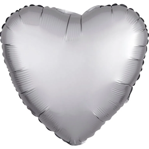 Balão Metalizado Coração Cromado Platinum 20 Polegadas