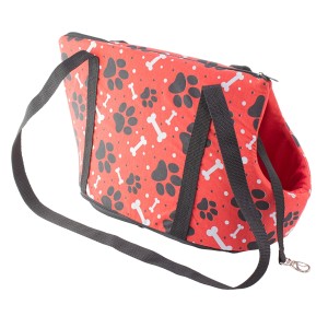 BOLSA TRANSPORTE PET N3 VERMELHO COM PATINHAS PRETAS