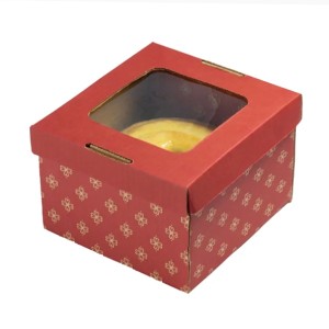 CAIXA COM VISOR PARA BOLOS CASEIROS 21,5X21,5X12CM