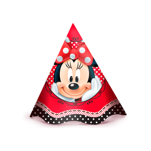 CHAPEU ANIVERSARIO RED MINNIE C/8 - KIN FESTAS