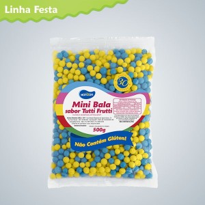 MINI BALA TUTTI FRUTTI AZUL E AMARELA 500G  HORIZON